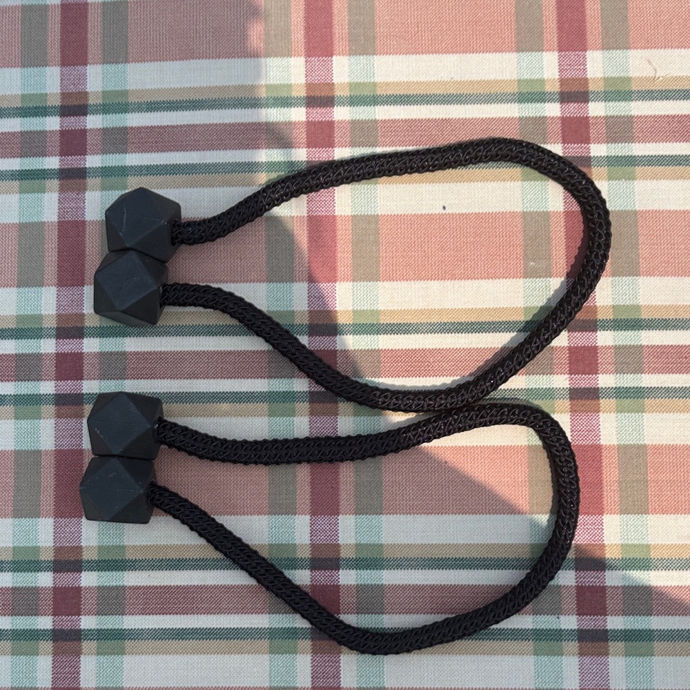 Black Geometric Curtain Tiebacks